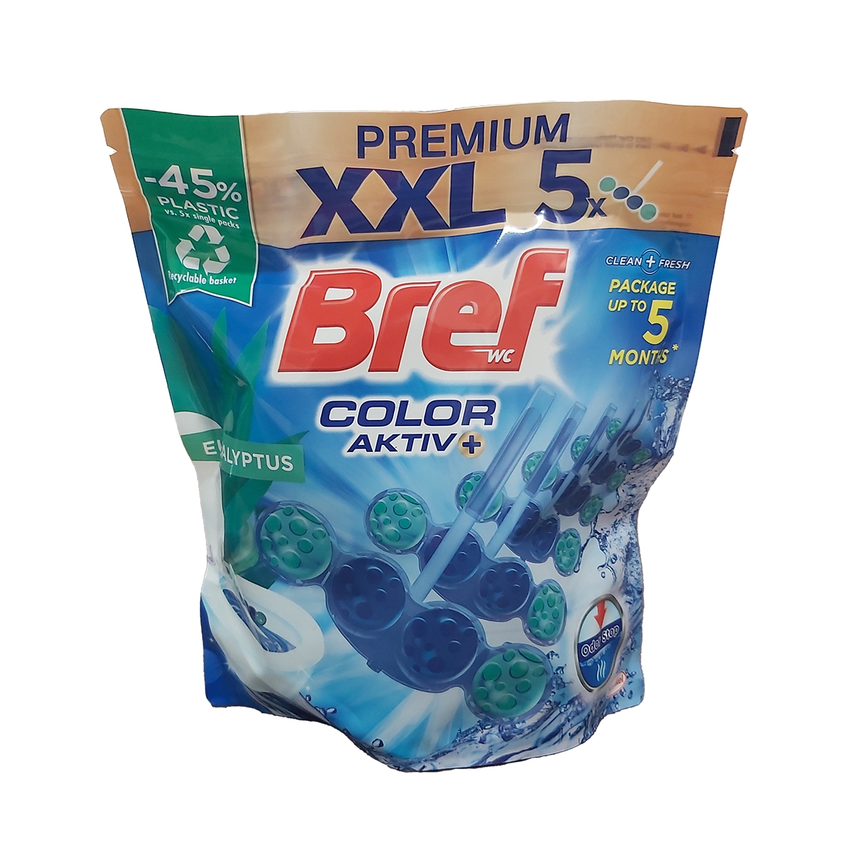 BREF COLOR AKTIV ODORIZANT WC 5X50G EUCALIPT
