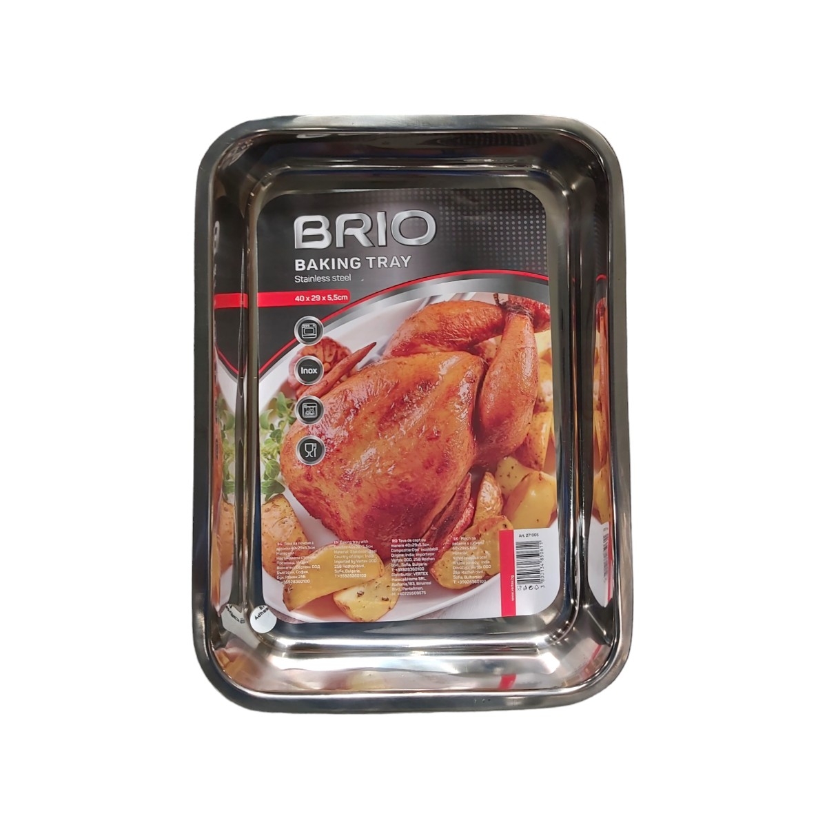 BRIO BAKING TRAY TAVA MANERE INOX 40X29X5.5CM 271005