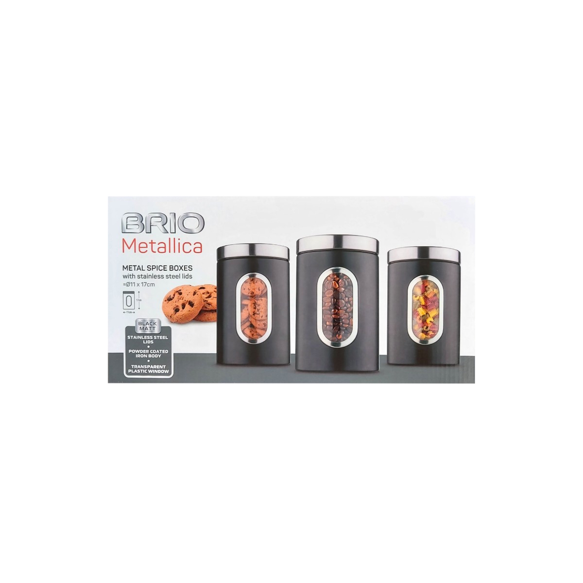 BRIO METALICA SET CONDIMENTE 3PCS NEGRU 11X17CM 106040