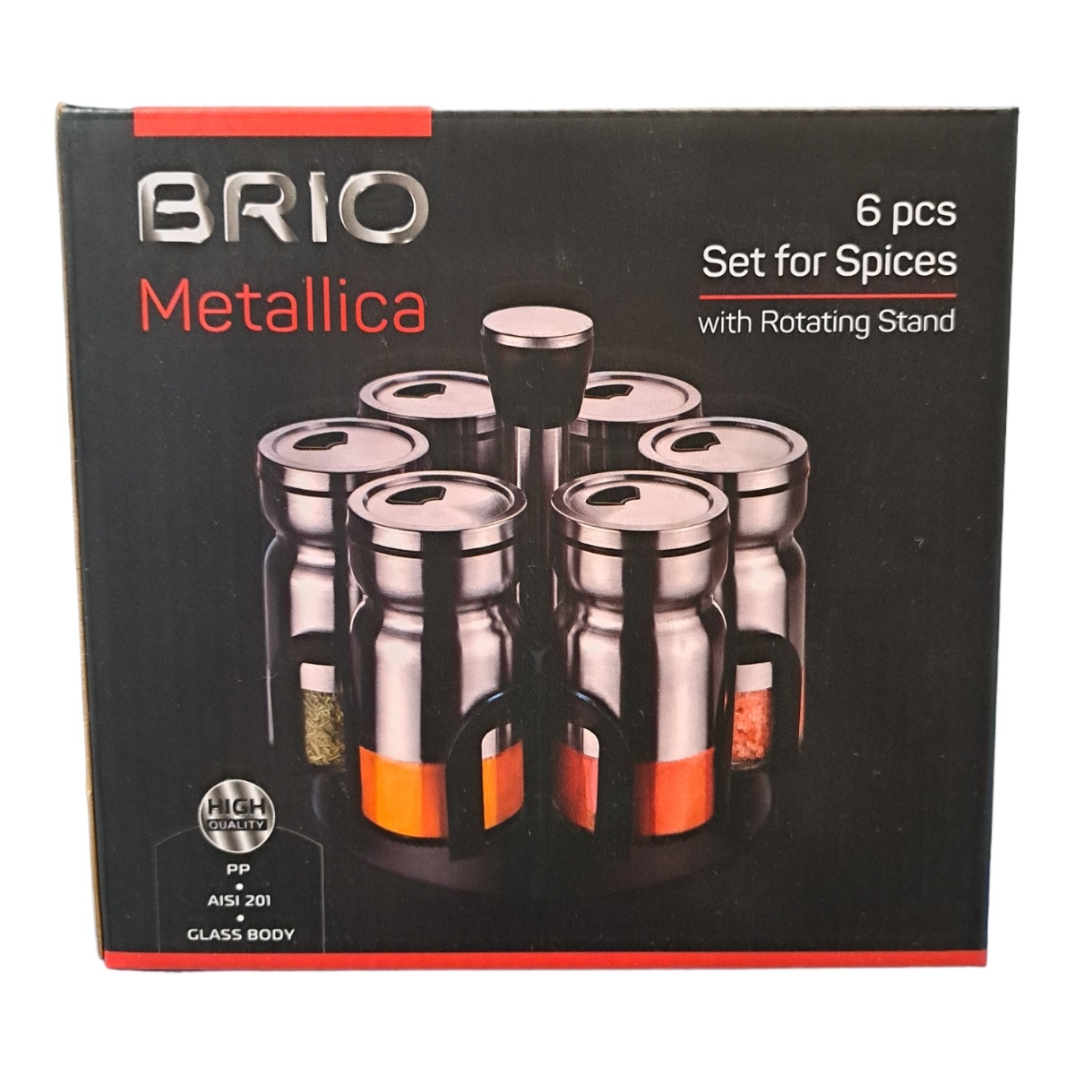 BRIO METALLICA SET RECIPIENTE CONDIMENTE 6 PCS 120 ML 107406