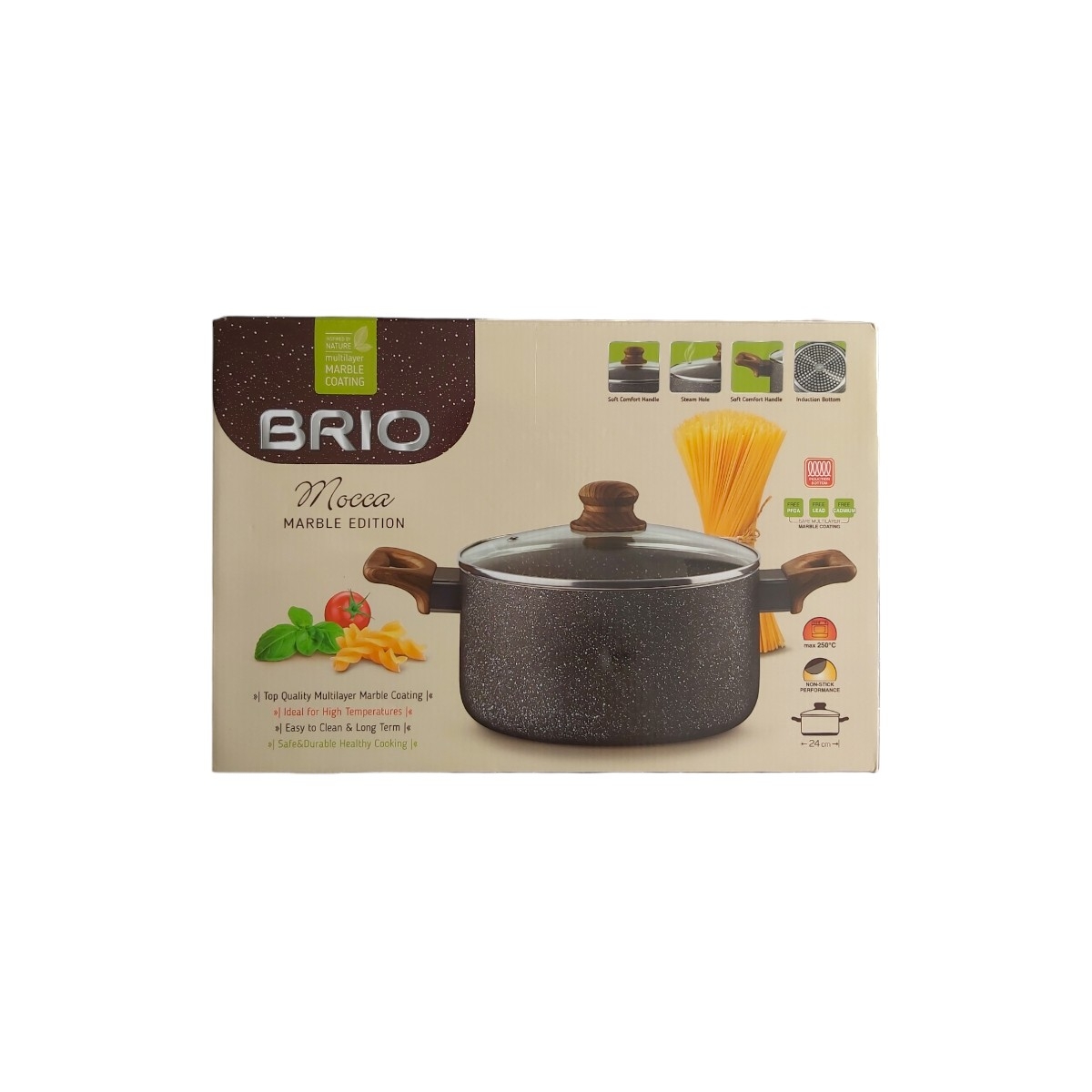 BRIO MOCCA MARBLE CRATITA CU CAPAC 24 CM 4.8 L 102899