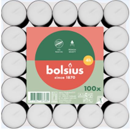 Lumânări pastilă Bolsius, 100 buc., timp de ardere 4h