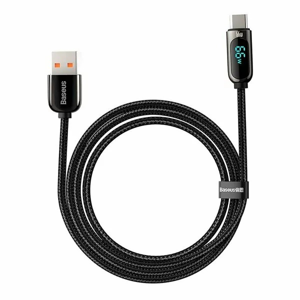 Cablu Baseus Display, USB la USB-C, Fast Charging, 66W, 1m Negru