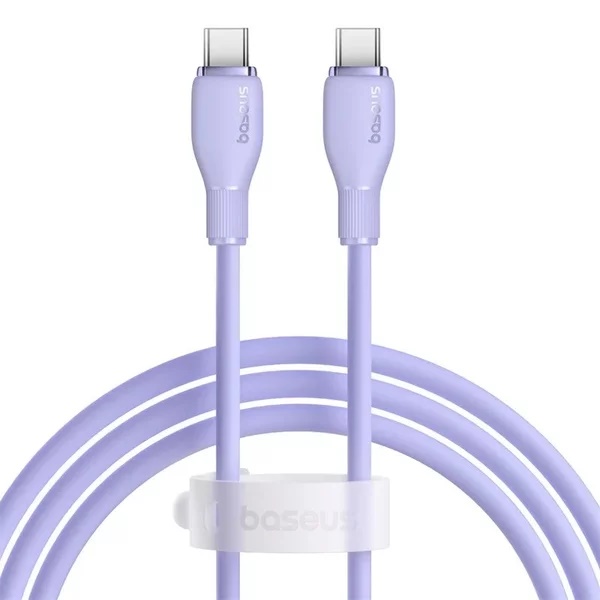 Cablu Baseus Pudding Series, 100W, USB-C la USB-C, Fast Charging, 1.2 metri Violet