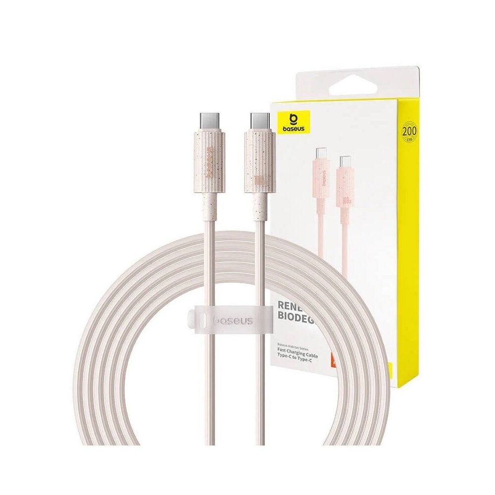 Cablu Baseus Habitat Series, Incarcare rapida, USB-C la USB-C, 100W, 2m Roz