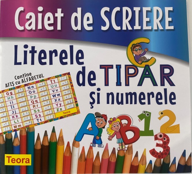 Caiet de scriere. Literele de tipar si numerele