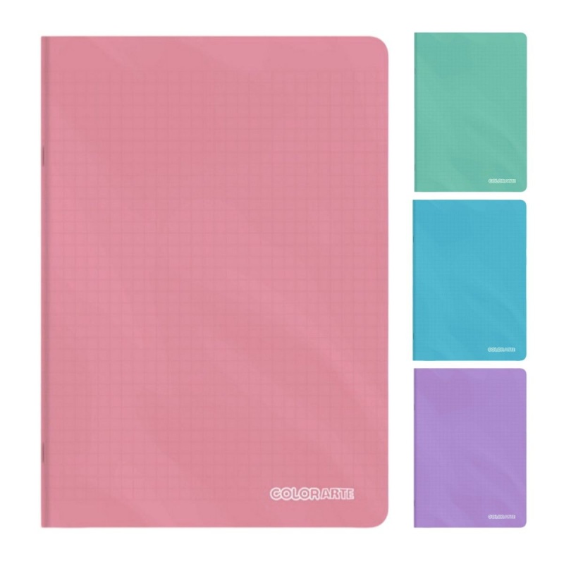 Caiet scolar A5 Colorarte, 48  file, matematica, colturi rotunjite, coperta plastic, culori macarons, 70g/mp