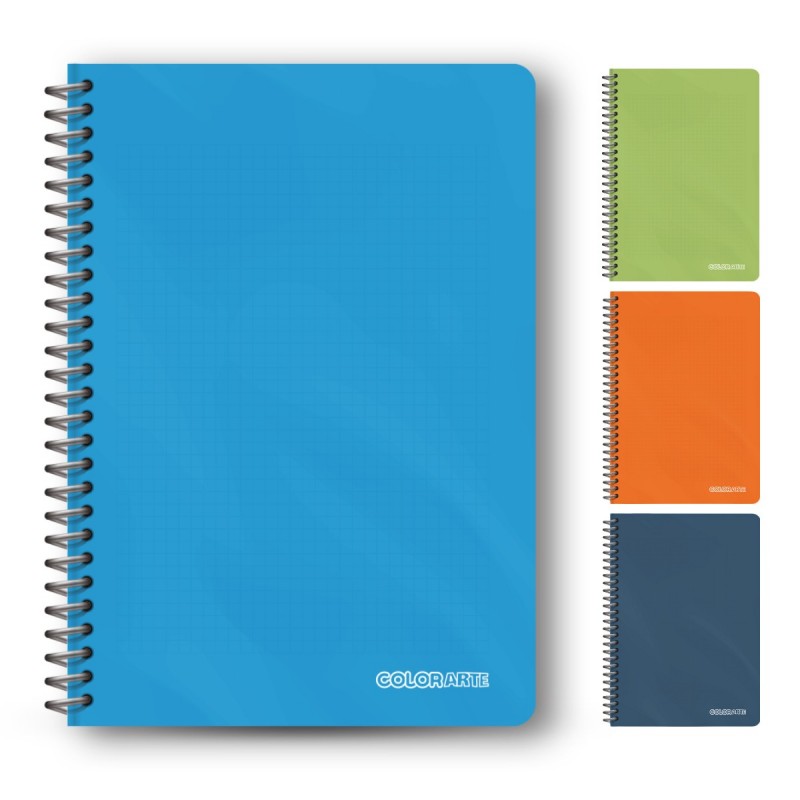 Caiet cu spirala plastic A4 Colorarte, 100 file, matematica, colturi rotunjite, coperta plastic 350microni, 70g/mp