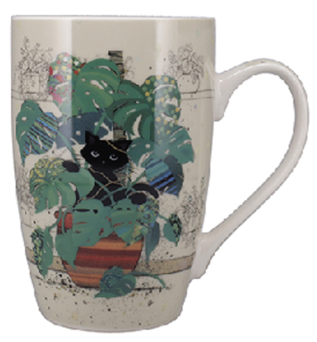 Cana Bug Art Chaton Monstera, 490 ml Portelan Alb, Kiub