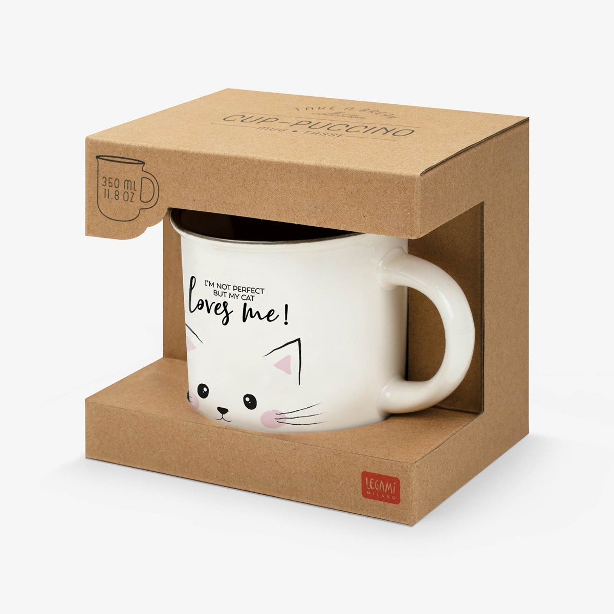 Cana Cappuccino Cat 350 ml Portelan Multicolor, Legami