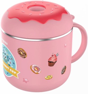 Cana termos cu capac roz, 300ml, U-Grow