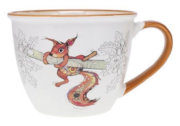 Cana Timbale a anse Kook Ecureuil 550 ml Ceramica Alba Kiub
