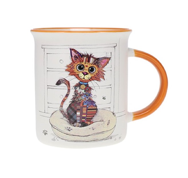 Cana Timbale droit M Kook Chat Mignon 320 ml Ceramica Alb Kiub
