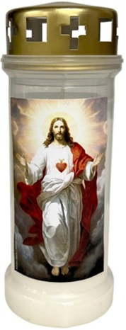 Candelă Bolsius Nr. 6 cu capac – Înviere – Inimă – Alb