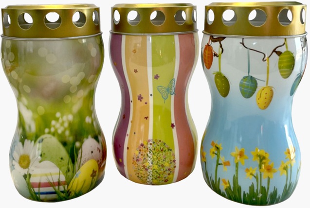 Candela din plastic clepsidra cu oua de Paste, diverse modele