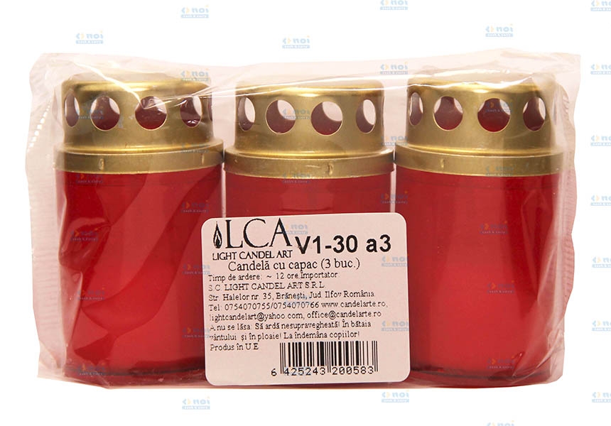 CANDELA CU CAPAC BISPOL V1-30 A3 ROSU 3 BUC/SET
