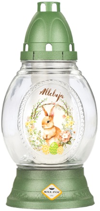 Candelă din sticlă cu motiv iepure