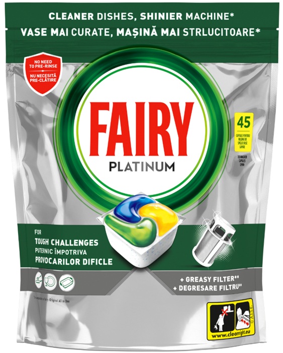 Fairy Platinum Detergent pentru masina de spalat vase, 45 spalari
