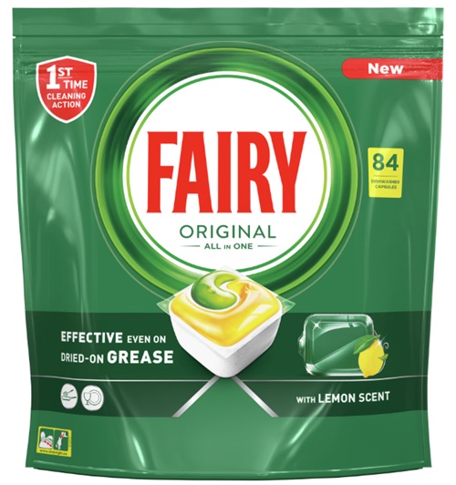 FAIRY ORIGINAL ALLIN1 DETERGENT DE VASE CAPSULE 84BUC LEMON