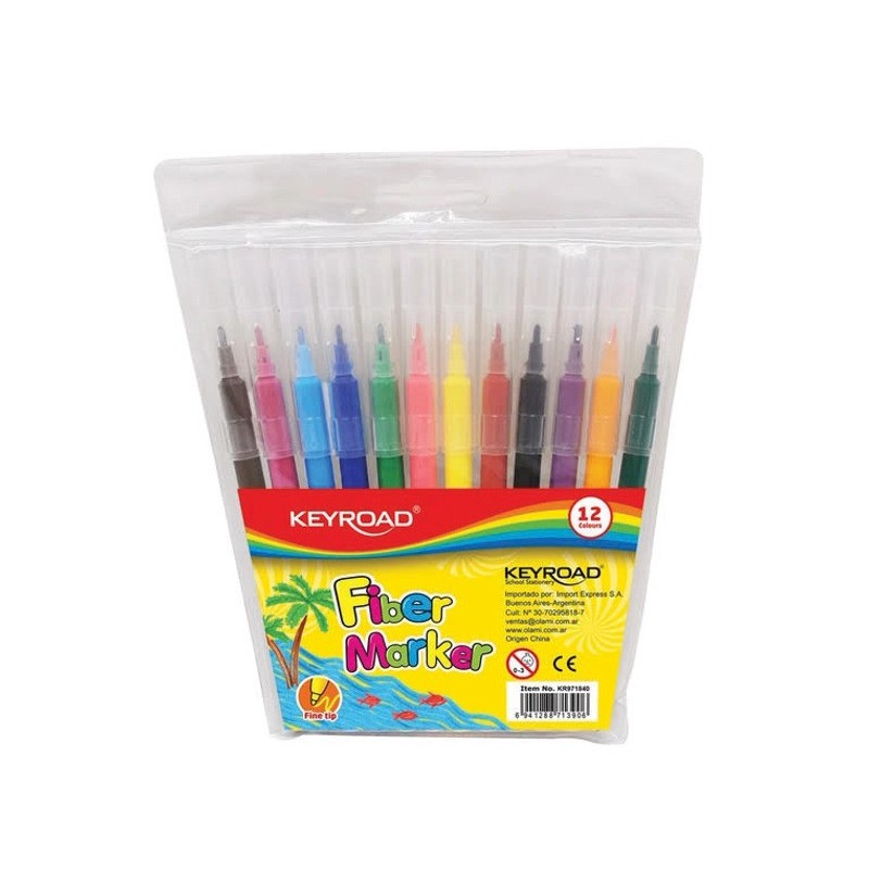 Carioci colorate Keyroad Washable KR971840, 12 culori, lavabile, blister PVC