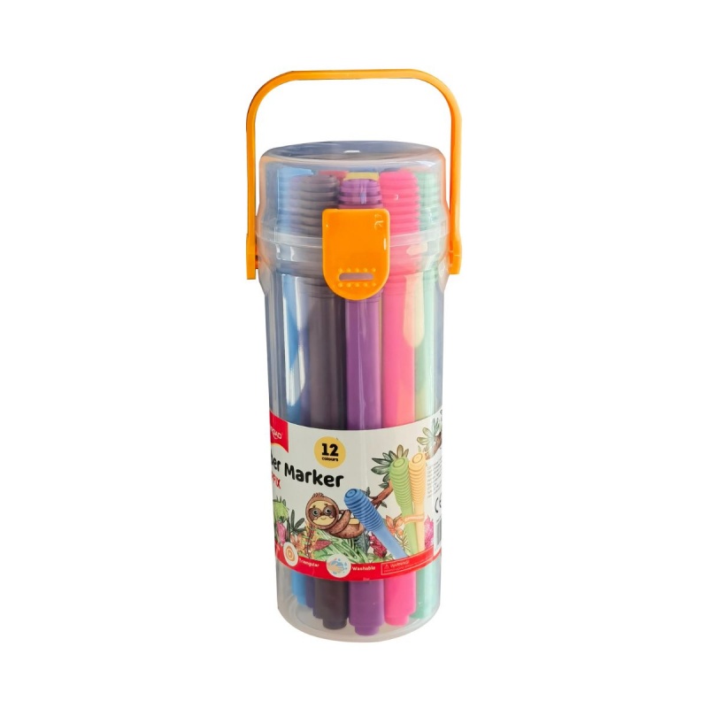Carioci colorate Keyroad Capfix Connectible KR971996, 12 culori, triunghiulare, tub plastic