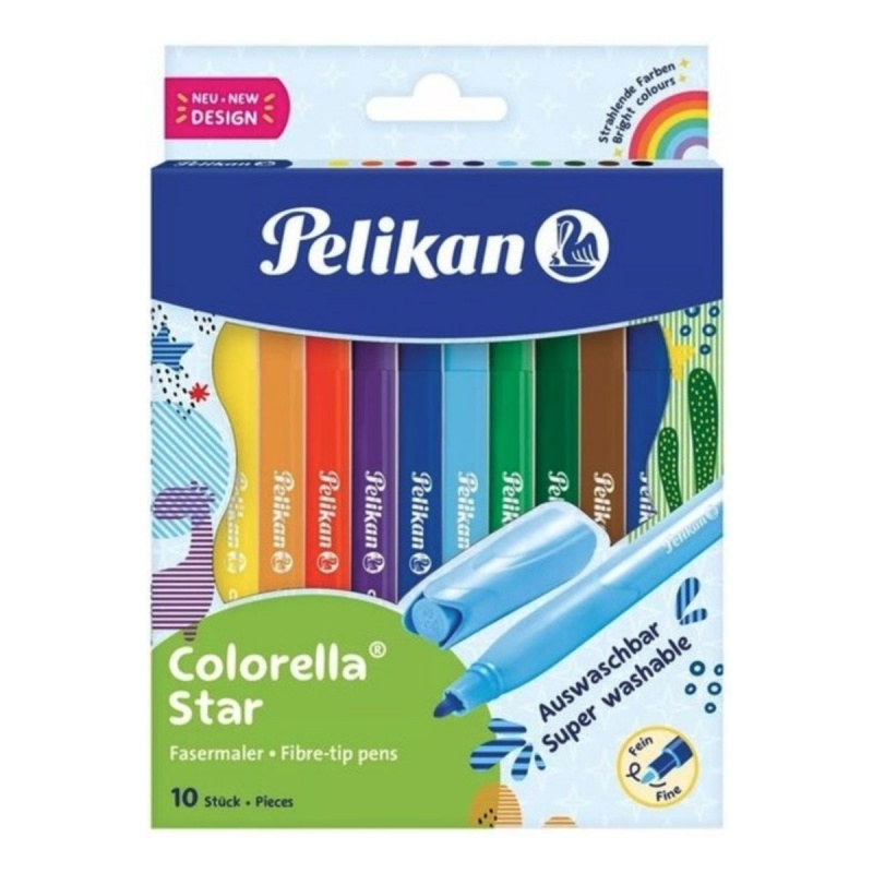 Carioci colorate Pelikan Colorella Star 302 822299, super washable, 10 culori, blister carton