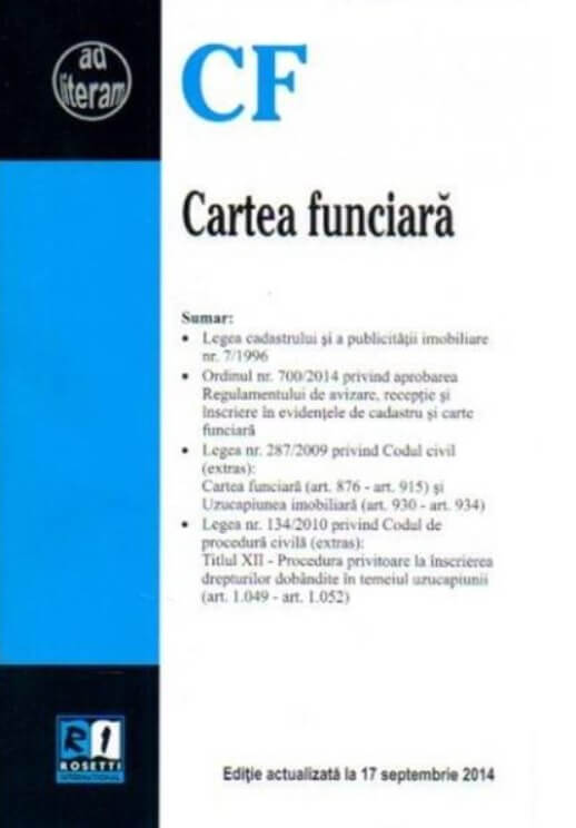 Cartea funciara (editie actualizata la 17 septembrie 2014)