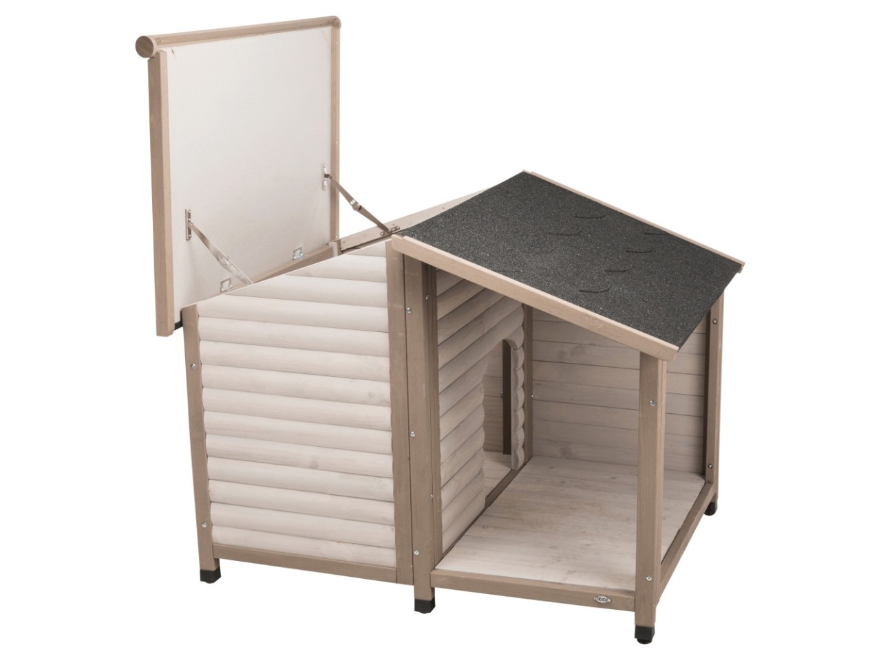 Trixie Casuta Lodge Din Lemn Pentru Caini, M-L: 130x100x105 cm, Gri, 39517