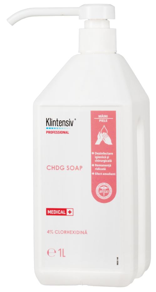 Sapun dezinfectant si chirurgical CHDG Soap, cu 4% clorhexidină 1L, Klintensiv