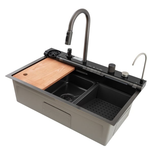 Chiuveta multifunctionala din inox nano black MIXXUS seria Decor MH7546-SET-07