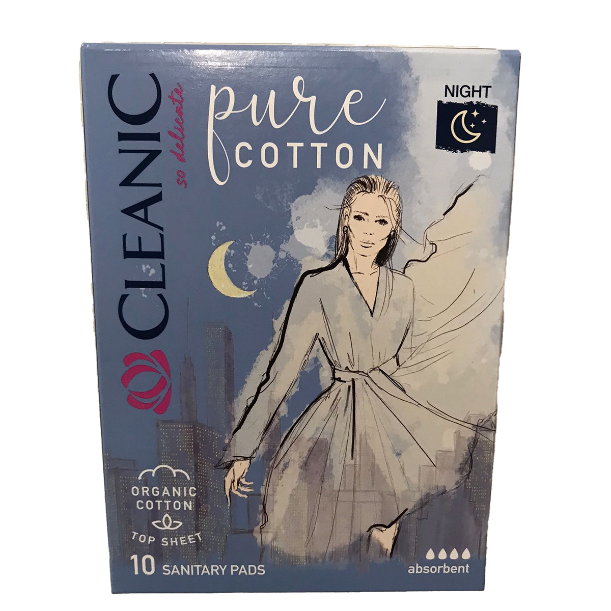 CLEANIC PURE COTTON ABSORBANTE NIGHT 10PCS