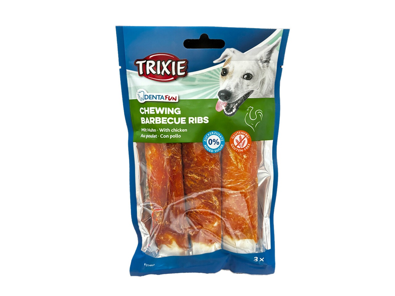 Trixie Recompense Pentru Caini, Denta Fun, Coaste Cu Pui BBQ, 12 cm / 3 buc / 90 g, 31467