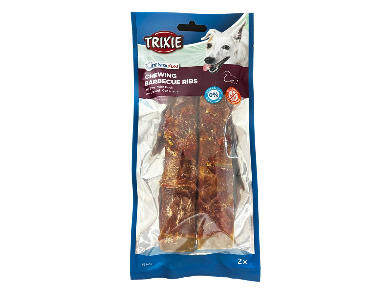 Trixie Recompense Pentru Caini, Denta Fun, Coaste Cu Rata BBQ, 17 cm / 2 buc / 110 g, 31466