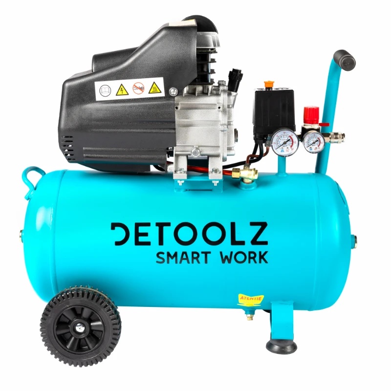 Compresor Detoolz 50L cu ulei, 1680 W, debit 206L/min, 8 bar, 2 prize de aer