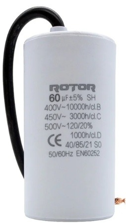 CBB60 Condensator cu fire 60µF 45x95 mm 450V ROTOR