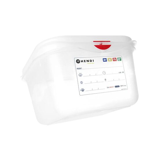 Container GN 1/9 polipropilena, HENDI, GN 1/9, 0,6L, transparent, 176x108x(H)65mm, Dreptunghiular