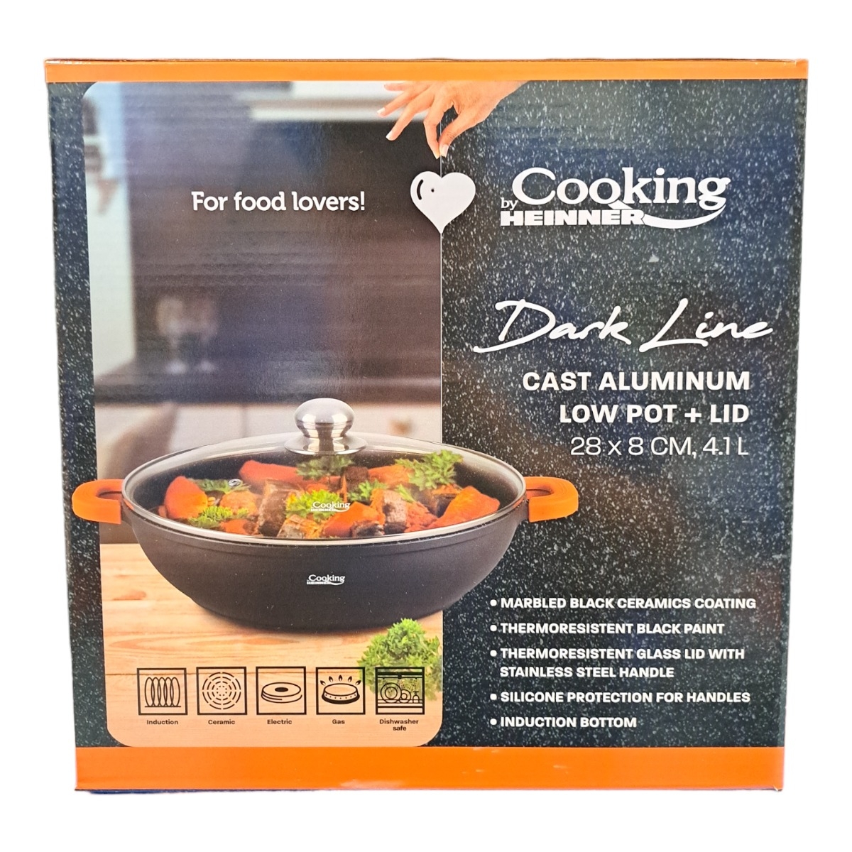 COOKING DARK LINE CRATITA ALUMINIU + CAPAC 28x8CM 4.1L HR-SCO-A28C