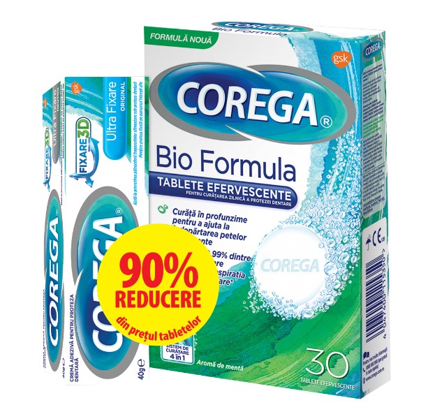 COREGA CREMA ADEZIVA ULTRA FIXARE+BIO FORMULA TABLETE 30BUC