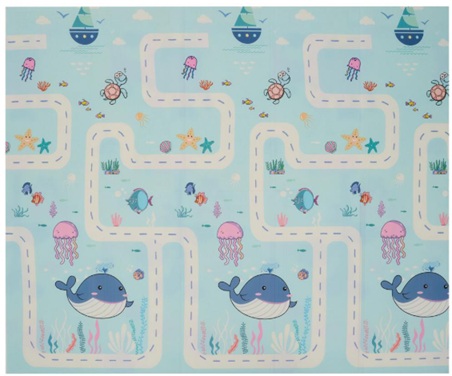 Covor de joaca pentru copii U-Grow, din spuma, pliabil, 2 fete, impermeabil, izolant, 180 x 200 x 1 cm