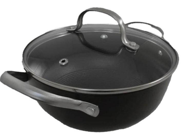 Cratita din fonta tip fagure cu capac de sticla OTI, diametru 20cm, capacitate 2l, Zilan