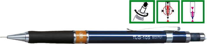 Creion mecanic profesional PENAC TLG-105, 0.5mm, con metalic, varf cilindric fix, inel maro
