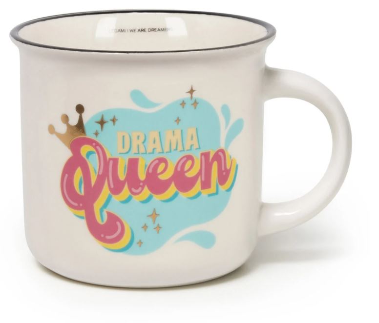 Cana 350 ml, portelan, alb, Drama Queen, Legami