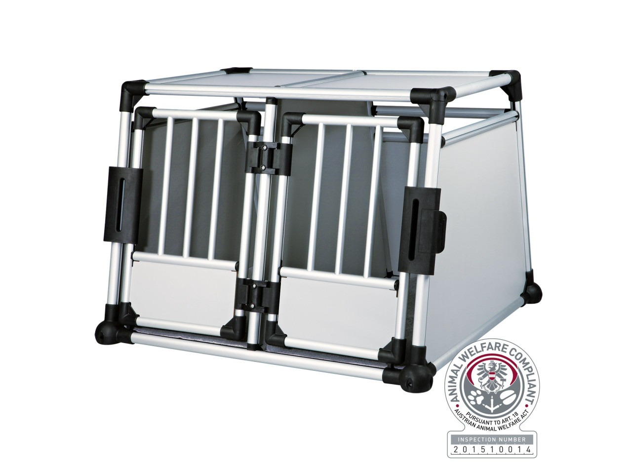 Trixie Cusca Dubla De Transport, Aluminiu, M-L: 93x64x88 cm, Pana la 50 kg, Argintiu/Gri, 39345