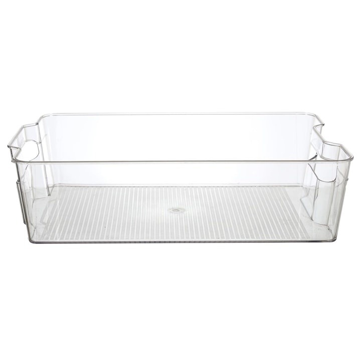 Cutie depozitare alimente, Cook Concept, Ideala pentru frigider sau dulapuri, Transparenta, Maner integrat, 8L, Dimensiuni 37 x 10 x 21.5 cm