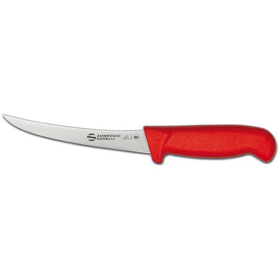 Cutit de dezosat Supra Colore, Ambrogio Sanelli, lama curbata, rosu, (L) 290 mm