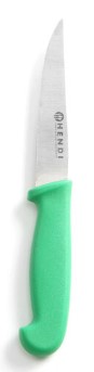 Cutit universal, lama inox zimtata de 10 cm, lungime cutit 20.5 cm, maner verde, Hendi, respecta normele de igiena HACCP