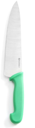 Cutitul bucatarului, certificat igiena HACCP, lama inox 24 cm, lungime totata cutit 38,5 mm, maner verde