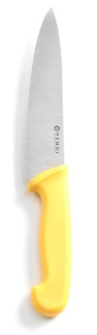 Cutitul bucatarului, galben, 180/320 mm, lama inox grosime 2.5 mm, in conformitate cu normele de igiena HACCP, Hendi, potrivit si pentru uz profesional