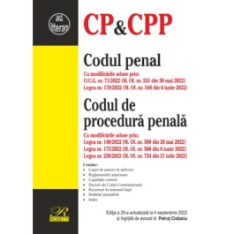 Codul penal. Codul de procedura penala. Editia a 28-a actualizata la 4 septembrie 2022 - Petrut Ciobanu