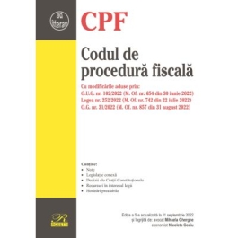 Codul de procedura fiscala. Editia a 5-a actualizata la 11 septembrie 2022 - Mihaela Gherghe Nicoleta Gociu